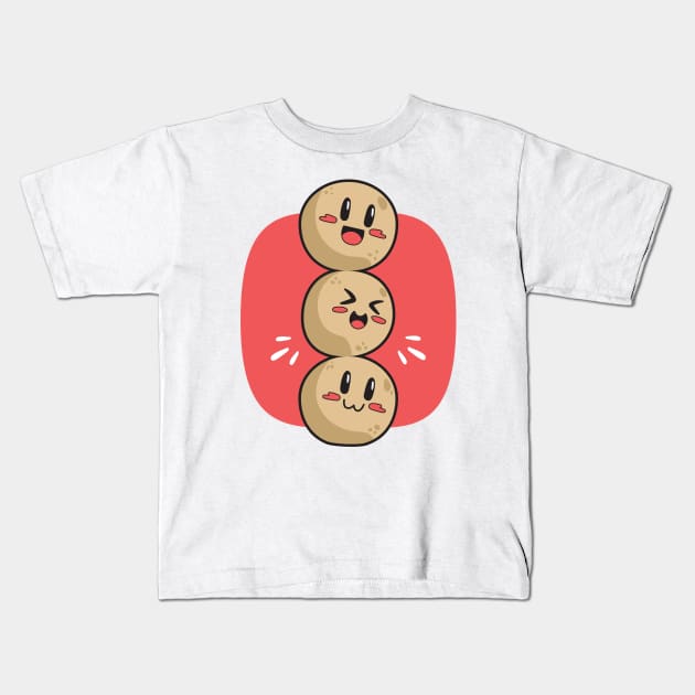 Three cute potato/egg/meatballs Kids T-Shirt by FaizDorpy